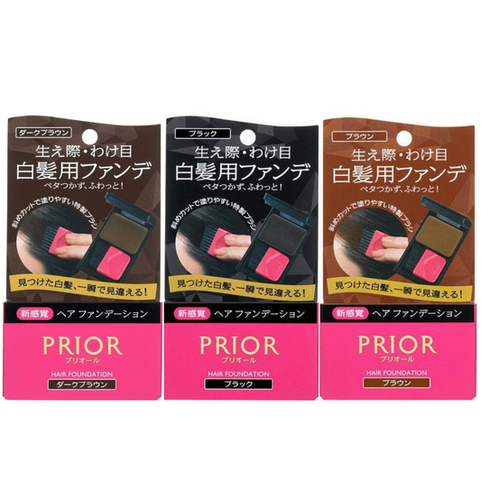 資生堂 PRIOR 髮妝粉底 頭髮用粉底 髮際線粉底 自然咖啡 黑色 3.6g