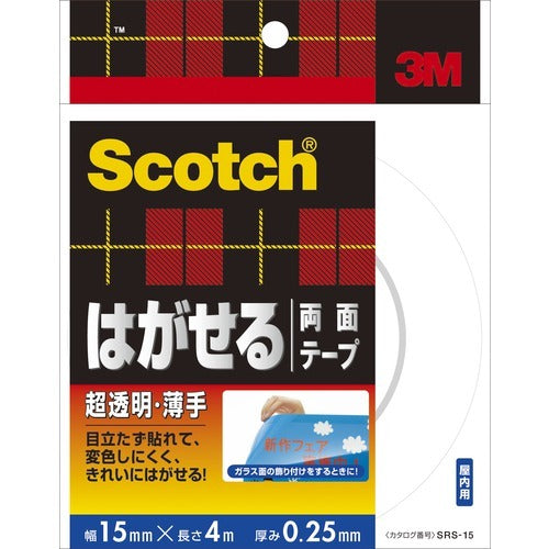 可移除雙面膠帶 超透明薄/超透明厚 SRS-15 寬15mm x 長4m Scotch 3M 1卷 DB