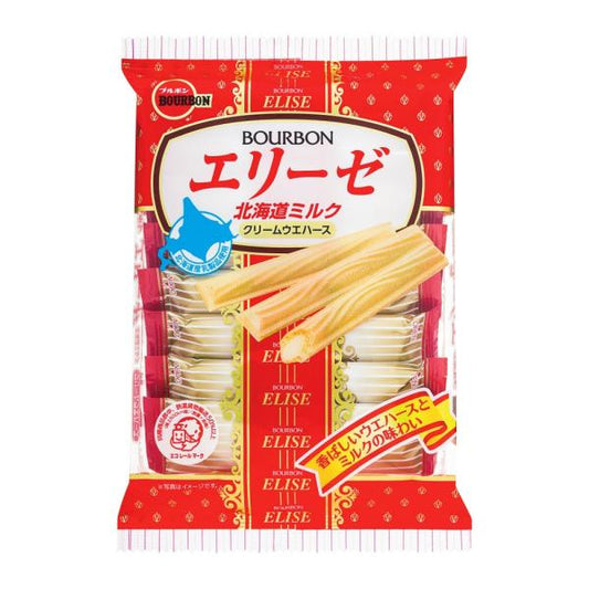 Bourbon 北日本 零食 餅乾 Elise 北海道經典奶油夾心威化餅 2支 x 8入