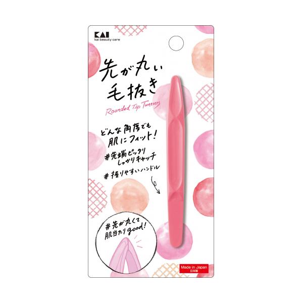 KAI 貝印 美妝用品 拔毛夾 圓頭拔毛夾 粉紅色