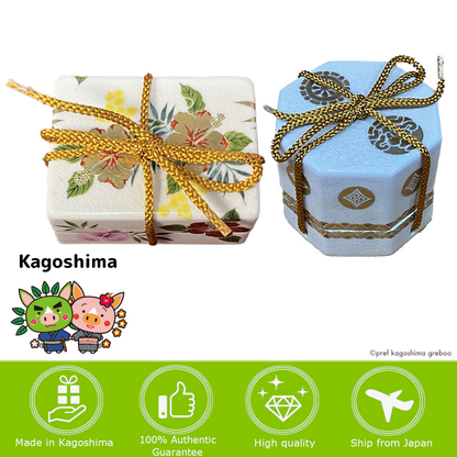 【鹿児島】繪付工房秋月窯 玉手箱 首飾盒（八角彫寶盡金彩 / 溫暖花）