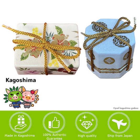 【鹿児島】繪付工房秋月窯 玉手箱 首飾盒（八角彫寶盡金彩 / 溫暖花）