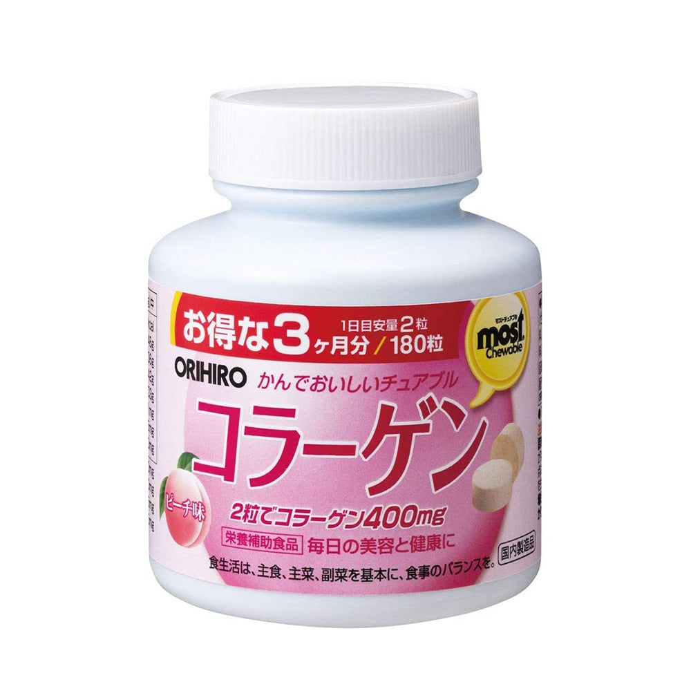 ORIHIRO歐力喜樂 咀嚼型膠原蛋白 90天份 180粒 綜合維他命 鐵 鋅 鈣 葉酸 維生素C