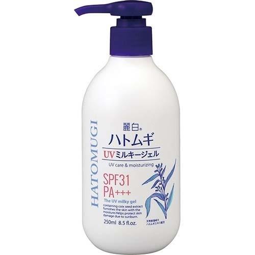 Kumano 熊野油脂 薏米 乳液 抗UV防曬凝膠  麗白 UV 乳狀凝膠 250mL 肥皂可洗淨