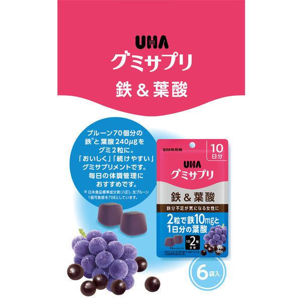 UHA 味覺糖 鐵＆葉酸10天分6包( 60天份( 1箱