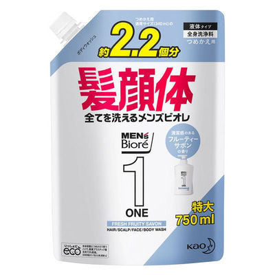 Biore 蜜妮 男士蜜妮  ONE 頭髮 全身洗淨乳 全身沐浴乳 頭髮肌膚順滑型 480ml KO