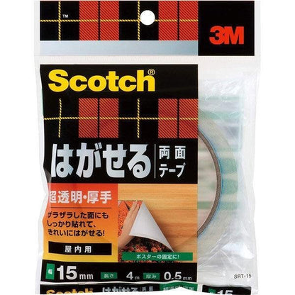可移除雙面膠帶 超透明薄/超透明厚 SRS-15 寬15mm x 長4m Scotch 3M 1卷 DB