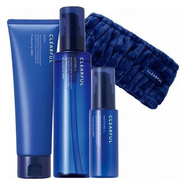 ORBIS CLEARFUL 抗痘 痘痘肌護膚三件組 化妝水 洗面乳 保濕乳液 M型滋潤型 L型清爽型 附贈髮帶