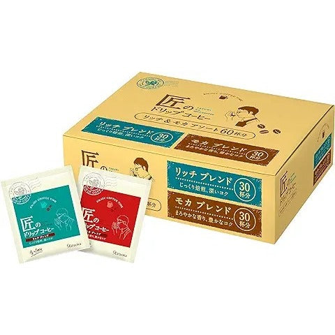KATAOKA 片岡物產 咖啡 匠人濾掛式濃醇咖啡 &摩卡咖啡組 1盒（各30包，共60包入）