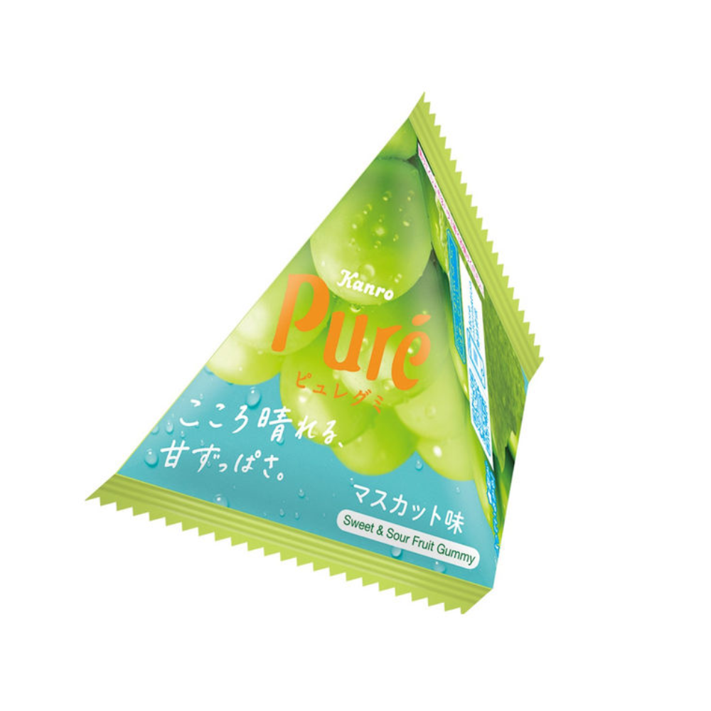 KANRO甘樂 糖果 Pure鮮果實軟糖 麝香葡萄 三角包裝 13g