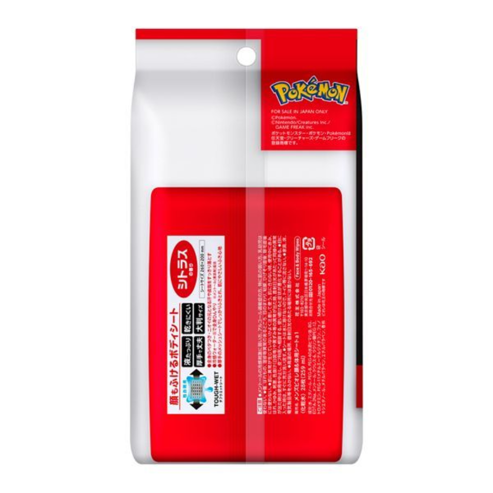 花王 MEN'S Biore 臉部身體兩用清潔濕巾 限定寶可夢包裝 28片 柑橘香/清爽薄荷香
