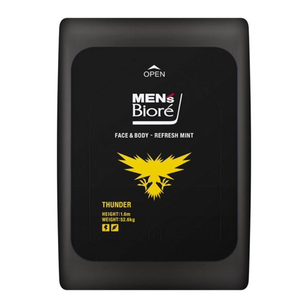 花王 MEN'S Biore 臉部身體兩用清潔濕巾 限定寶可夢包裝 28片 柑橘香/清爽薄荷香