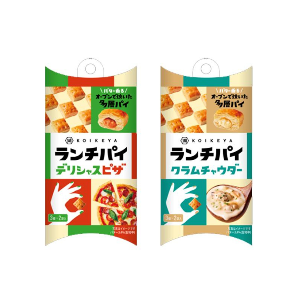 湖池屋 零食 午餐派 蛤蜊巧達濃湯 / 美味披薩  1盒 (3片 x 2袋)