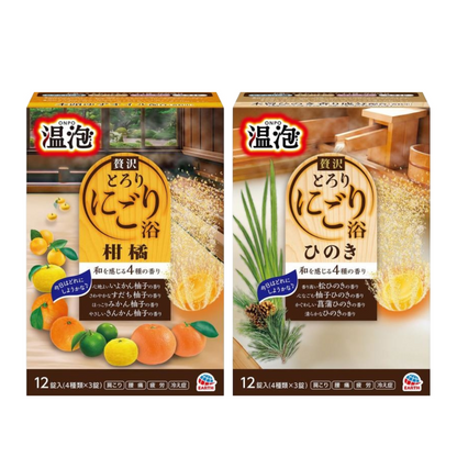 Earth製藥 温泡 ONPO 奢華濃潤濁湯系列 檜木 / 柑橘 1盒（4種香氣×各3錠 共12錠）