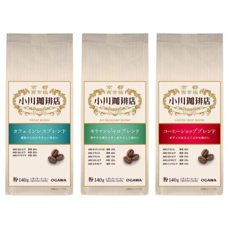 OGAWA COFFEE 小川珈琲 咖啡粉（低咖啡因特調/吉力馬扎羅特調/咖啡館特調）140g