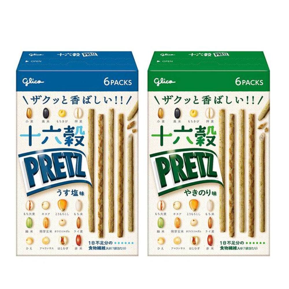 Glico 固力果 百力滋 PRETZ 十六穀（淡鹽味/烤海苔味）60g