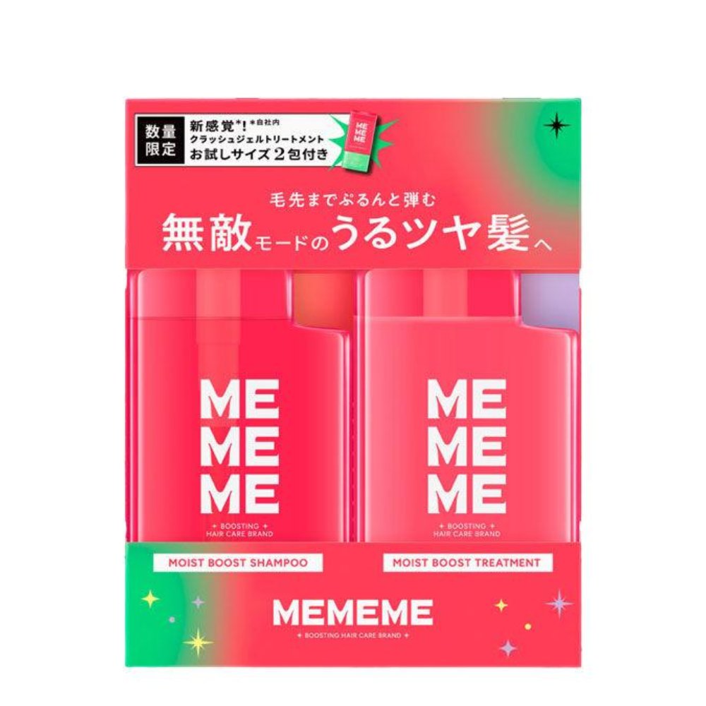 花王 MEMEME 保濕洗髮精 + 凝膠護髮乳 400ml + 400ml + 2.5ml x 2 包