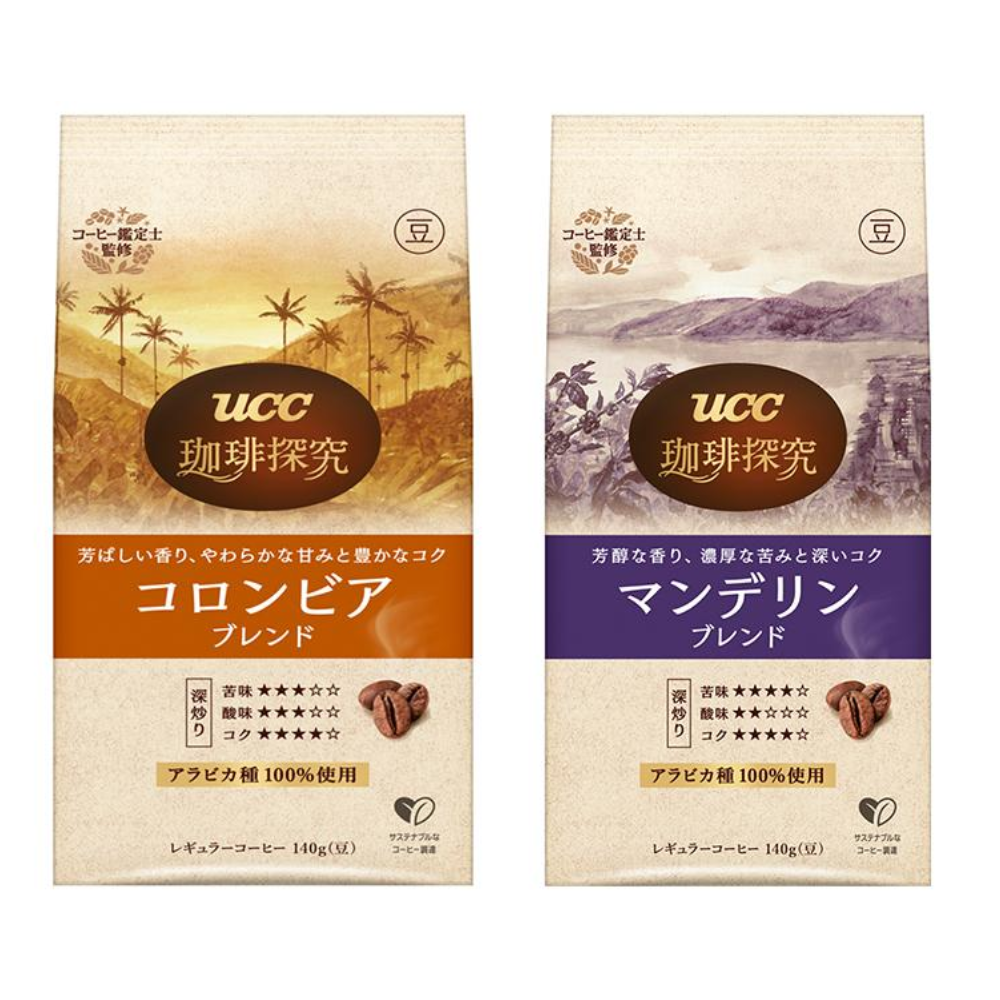 UCC上島咖啡 咖啡探索 咖啡豆 (哥倫比亞特調/曼特寧特調)  1袋 (140g)