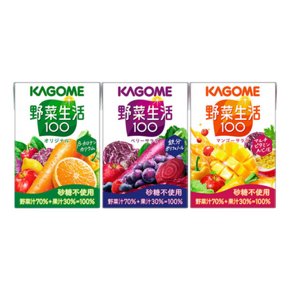 Kagome 可果美 野菜生活100 綜合口味組  蔬菜汁 蔬果汁 1 盒（100ml x 12 瓶入）