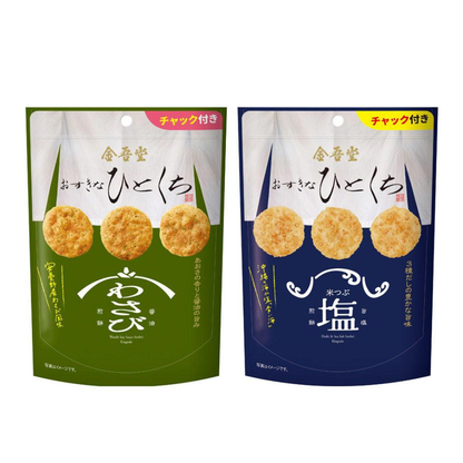 KINGODO 金吾堂 人氣零食 仙貝（海苔香芥末醬油米果 74g / 三種高湯濃郁鮮味鹽米果 80g）