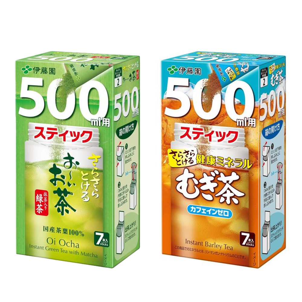 伊藤園 500mL用即溶麥茶粉 / 綠茶粉 1盒(7包入)